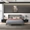 Armen Living Legend 3 Piece Gray Fabric Queen Platform Bed and Nightstands Bedroom Set SETLEBDCHQN3A - alternate 6